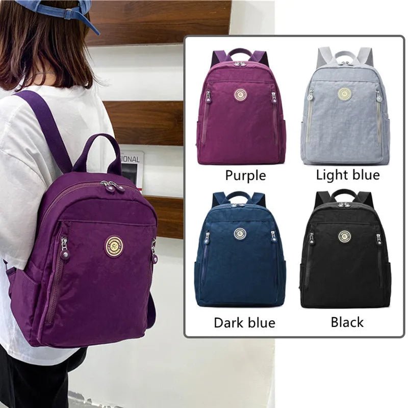 Retro Nylon Backpack Women School Shoulder Bags