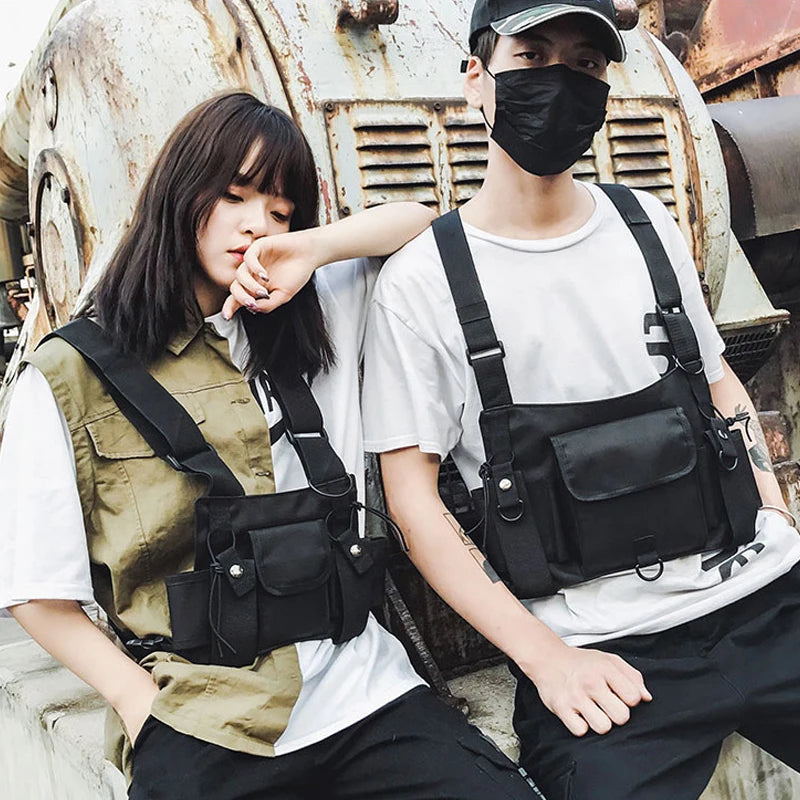 Nylon Chest Rig Bag Vest Hip Hop Streetwear Tactical Harness Kanye West