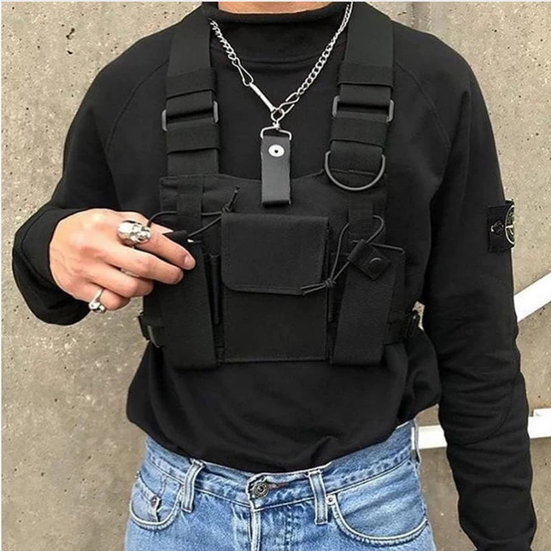 Nylon Chest Rig Bag Vest Hip Hop Streetwear Tactical Harness Kanye West