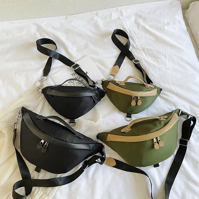 Nylon Crossbody Shoulder Bags for Women Solid Chest Bag Female
