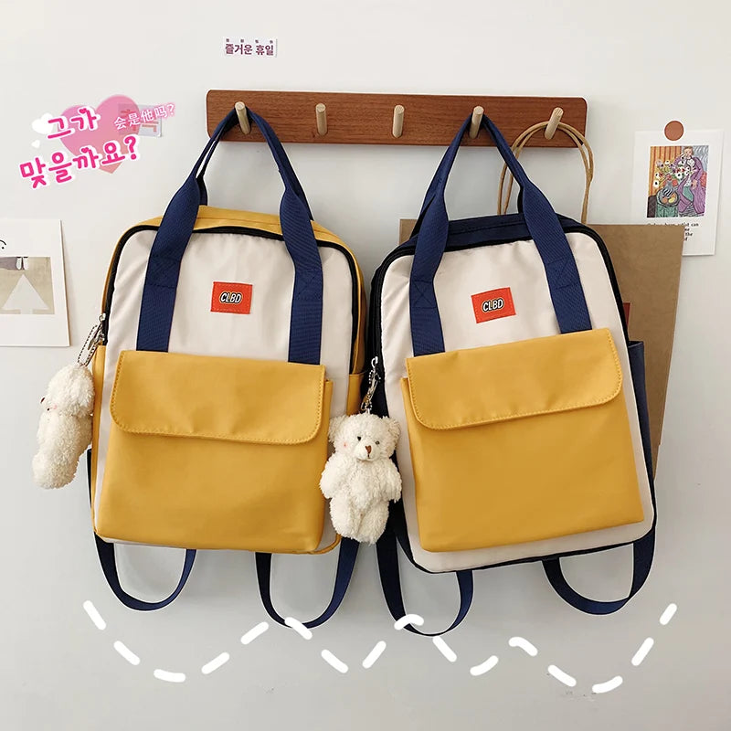 Nylon Girl Backpack College School Bag for Teenage Lightweight