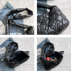 Nylon Padded Crossbody Bag for Women - Camo Quilted Shoulder Bag