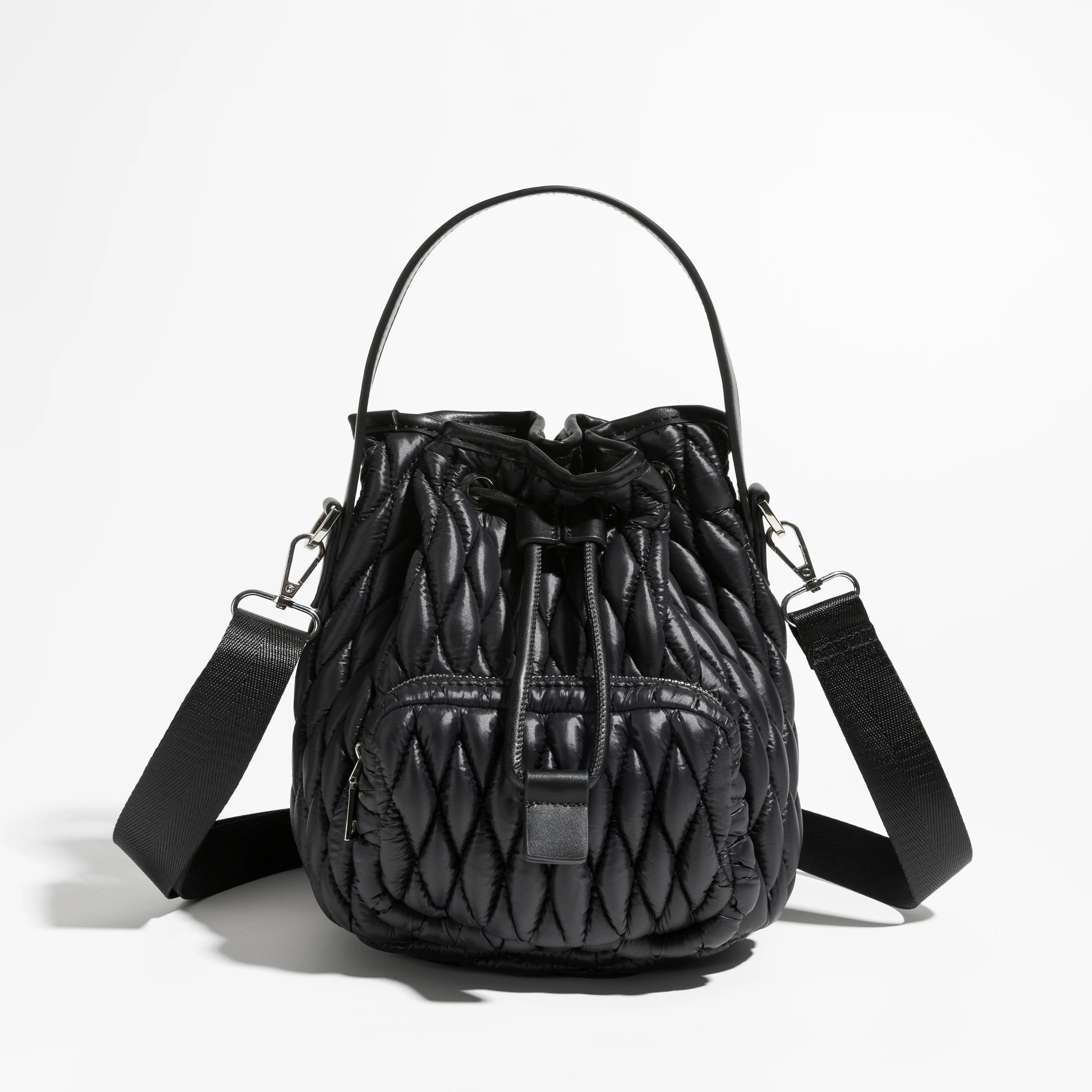 Nylon Quilted Buckets Bag Padded Women Handbags Down Cotton Shoulder Crossbody B