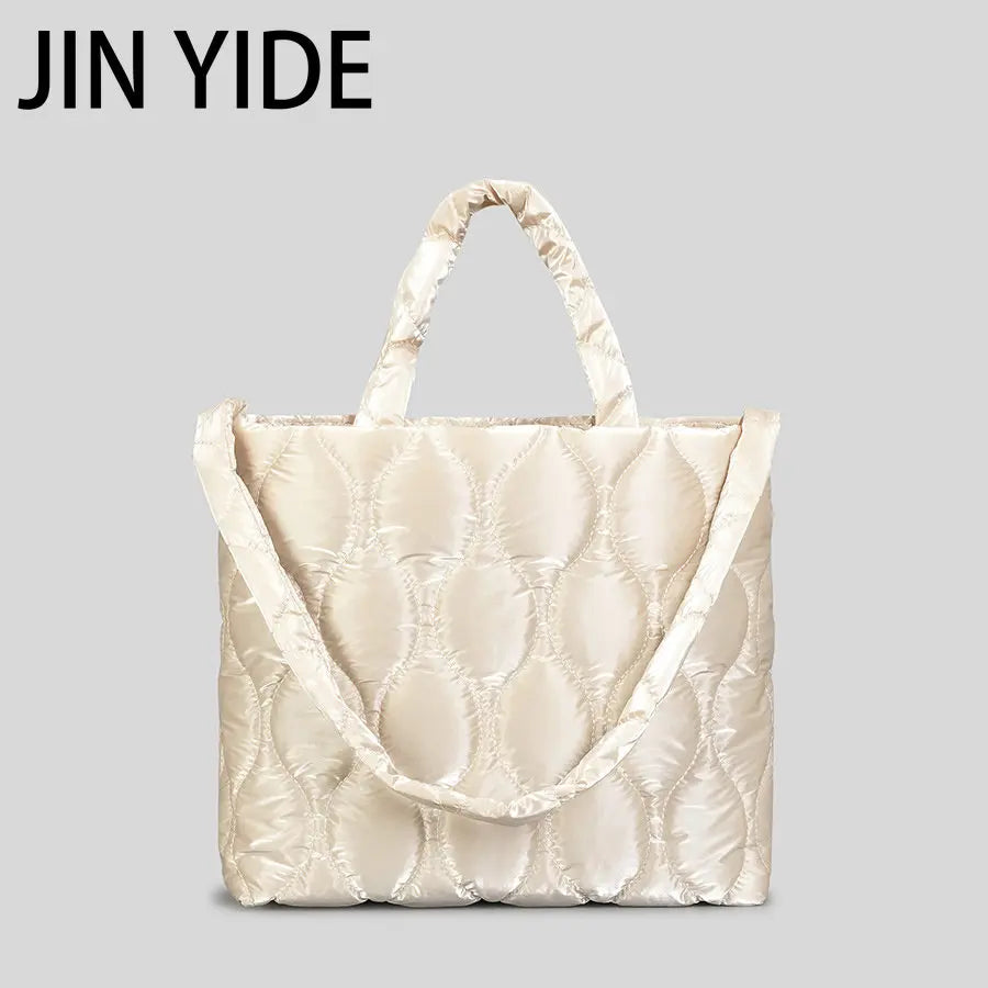 Nylon Quilted Large Tote Bag Padded Women Handbags Winter Shoulder Bags