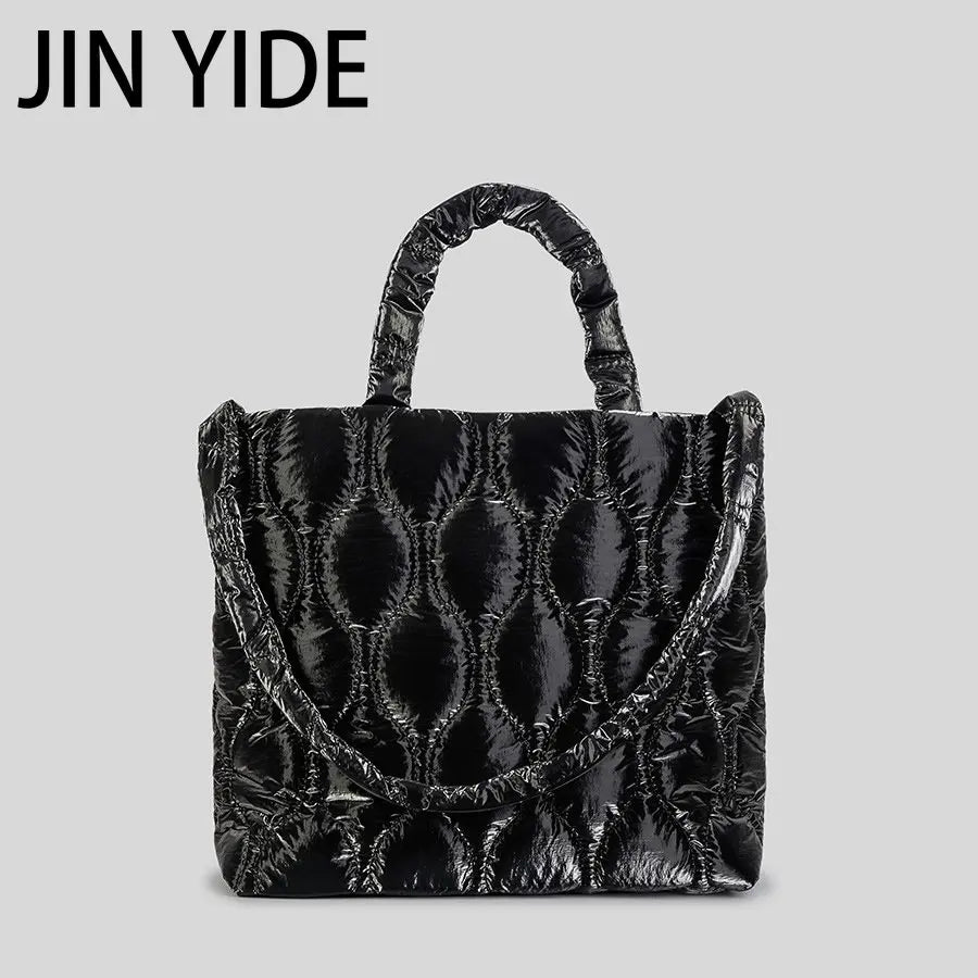 Nylon Quilted Large Tote Bag Padded Women Handbags Winter Shoulder Bags