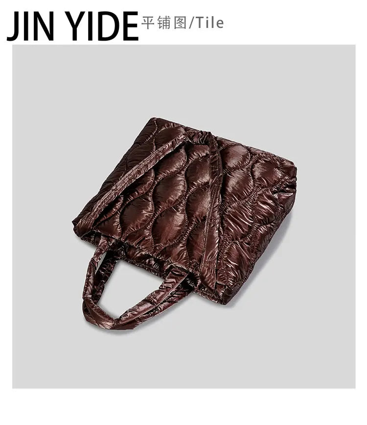 Nylon Quilted Large Tote Bag Padded Women Handbags Winter Shoulder Bags
