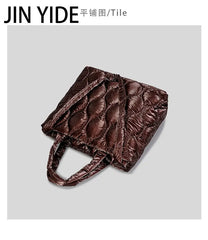 Nylon Quilted Large Tote Bag Padded Women Handbags Winter Shoulder Bags