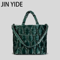 Nylon Quilted Large Tote Bag Padded Women Handbags Winter Shoulder Bags