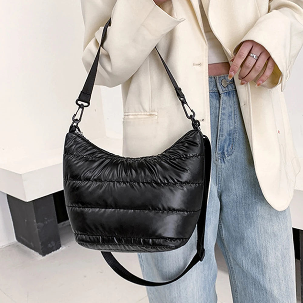 Nylon Quilted Women Shoulder Bag Down Padded Crossbody Bags for Women