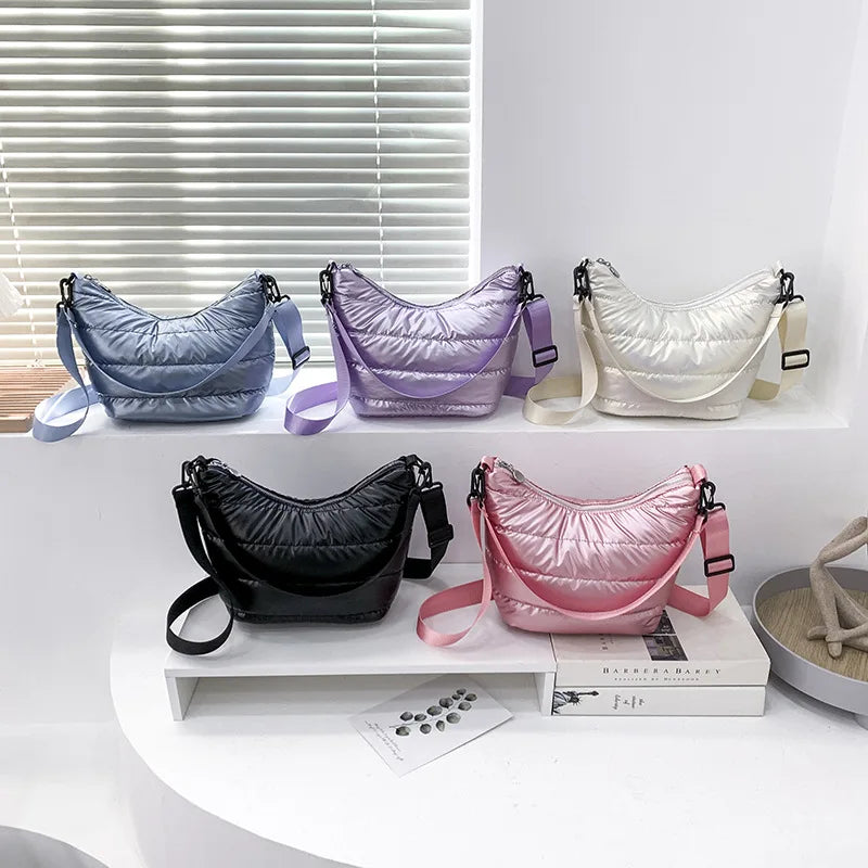 Nylon Quilted Women Shoulder Bag Down Padded Crossbody Bags for Women