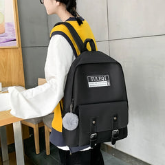4-Piece Nylon Teen Shoulder Bags Set Casual School Backpacks
