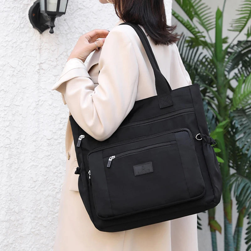 Waterproof Nylon Tote Bag for Women Travel Shoulder Bag Large Capacity