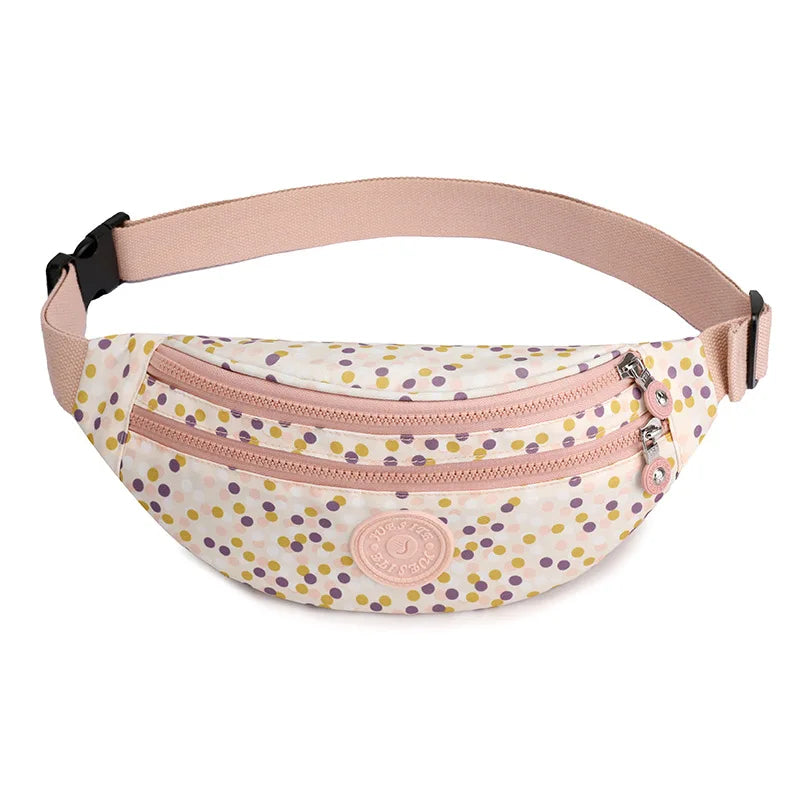 Women's Polka Dot Waist Bag Belt Style Hip Pouch for Phone Coins