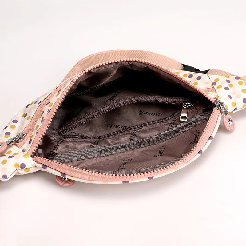 Women's Polka Dot Waist Bag Belt Style Hip Pouch for Phone Coins