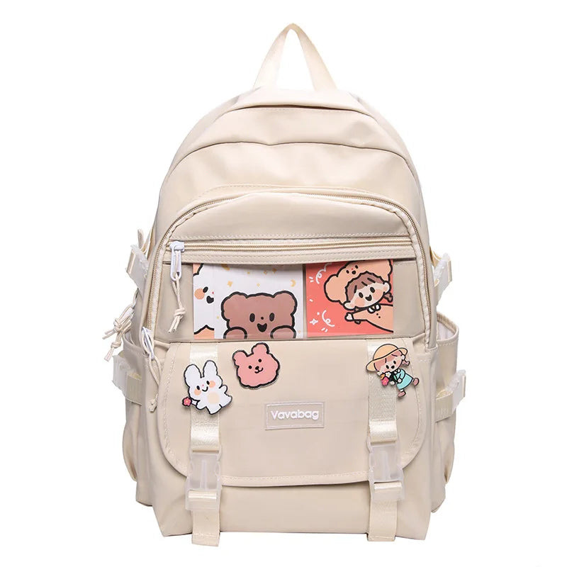 Nylon Waterproof Backpack for Girls Large Capacity Schoolbag