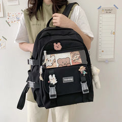 Nylon Waterproof Backpack for Girls Large Capacity Schoolbag
