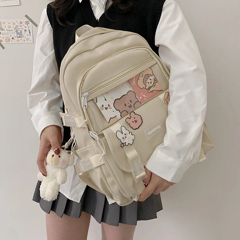 Nylon Waterproof Backpack for Girls Large Capacity Schoolbag