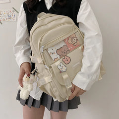 Nylon Waterproof Backpack for Girls Large Capacity Schoolbag