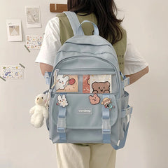 Nylon Waterproof Backpack for Girls Large Capacity Schoolbag