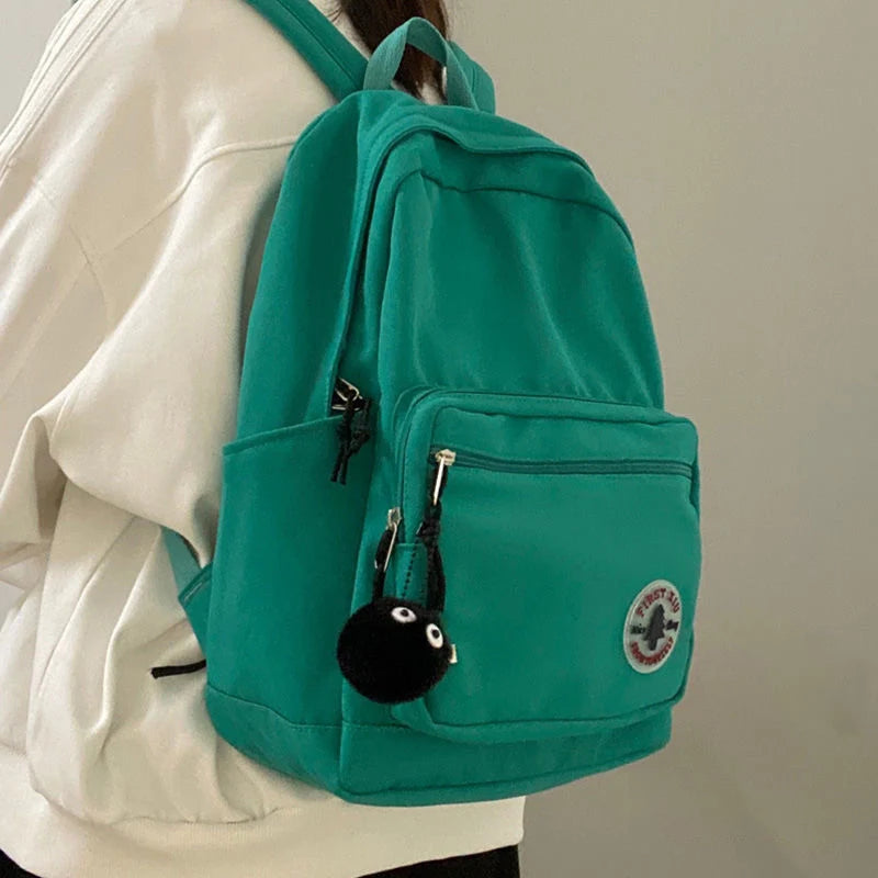 Nylon Women Backpack Solid Student Schoolbag Harajuku Large Capacity