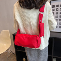 Nylon Women Bag Solid Crossbody Style Female Shoulder Handbag Two in One