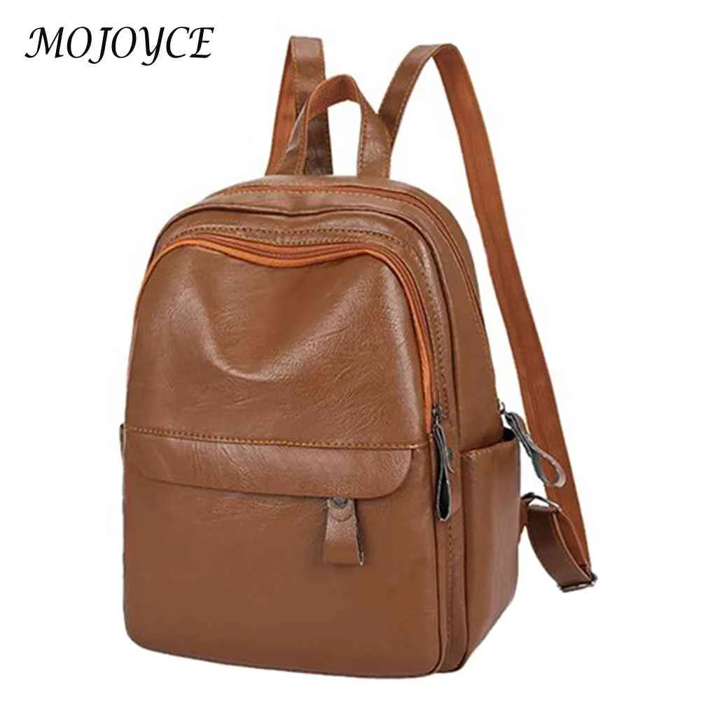 Vintage PU Backpack Waterproof Leather Rucksack Bag for Women