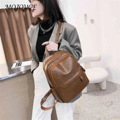 Vintage PU Backpack Waterproof Leather Rucksack Bag for Women