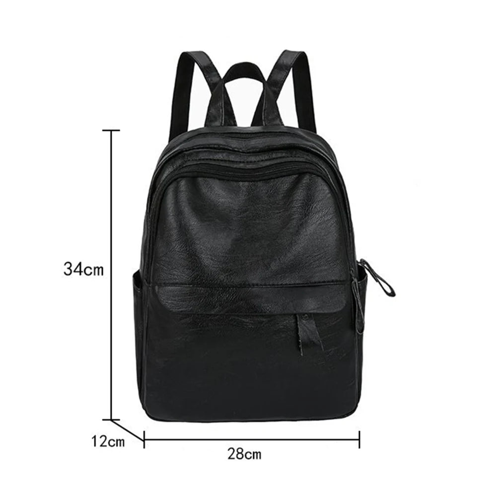 PU Backpack Retro Large Capacity Waterproof Leather Travel Rucksack Bag