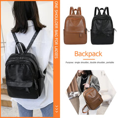 PU Backpack Retro Large Capacity Waterproof Leather Travel Rucksack Bag
