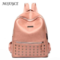 Rivet PU Backpack for Women Students - School Rucksack