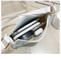 PU Ladies Leather Bag Women Embroidery Underarm Bag Retro Solid Handbags