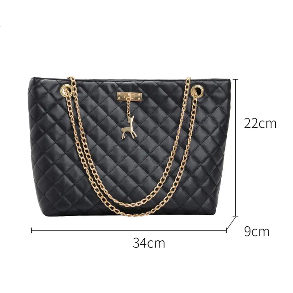 PU Leather Chain Handbag Women Top-handle Totes Crossbody Bag