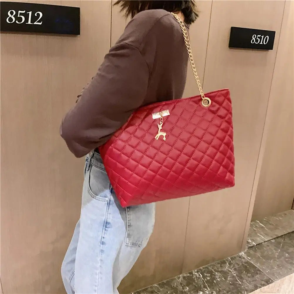 PU Leather Chain Handbag Women Top-handle Totes Crossbody Bag