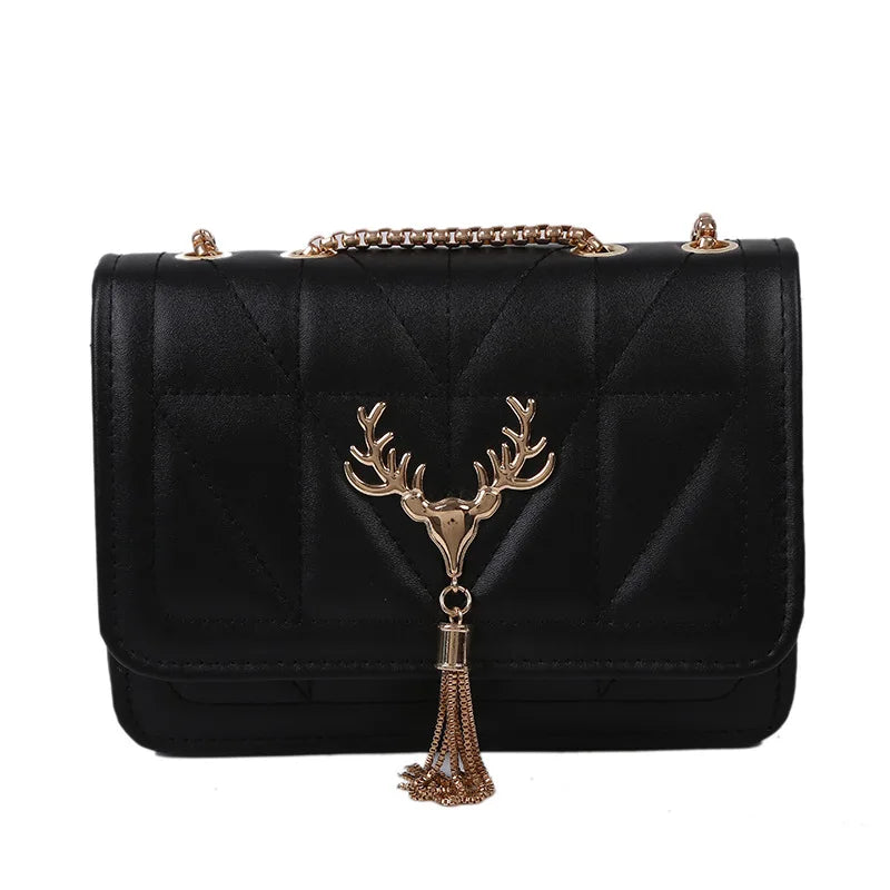 Embroidered PU Leather Crossbody Bag for Women Lady Pendant Travel Handbag