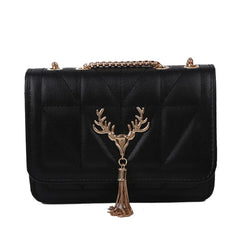 Embroidered PU Leather Crossbody Bag for Women Lady Pendant Travel Handbag