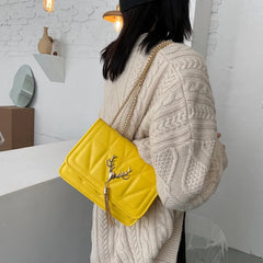 Embroidered PU Leather Crossbody Bag for Women Lady Pendant Travel Handbag