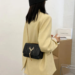 Embroidered PU Leather Crossbody Bag for Women Lady Pendant Travel Handbag