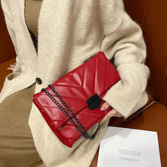 Large Capacity PU Leather Shoulder Handbag Lattice Pattern Crossbody Bag