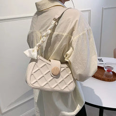 PU Leather Scarves Women Shoulder Bags High Underarm OL Cross Body Flap Bag