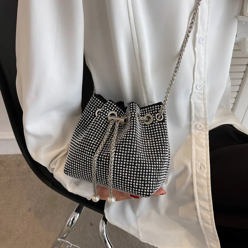 Women's Bucket Crossbody Bag Rhinestone Purse