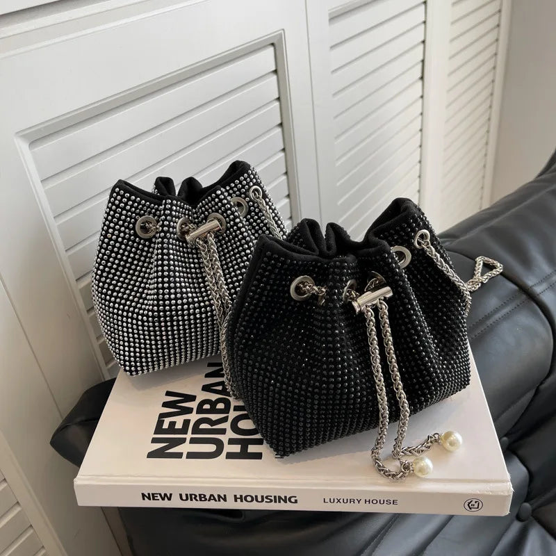 Women's Bucket Crossbody Bag Rhinestone Purse
