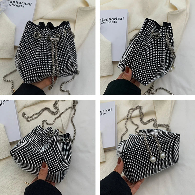 Women's Bucket Crossbody Bag Rhinestone Purse