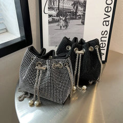 Women's Bucket Crossbody Bag Rhinestone Purse
