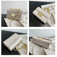Women's PU Leather Crossbody Bag with Chains - Flap Purse