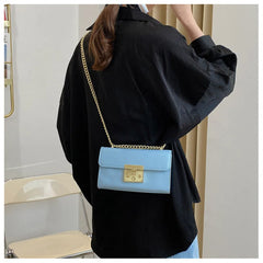 Women's PU Leather Crossbody Bag with Chains - Flap Purse