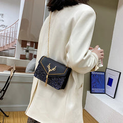 PU Leather Crossbody Bag for Women Small Handbags Purse with Chains