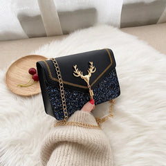 PU Leather Crossbody Bag for Women Small Handbags Purse with Chains