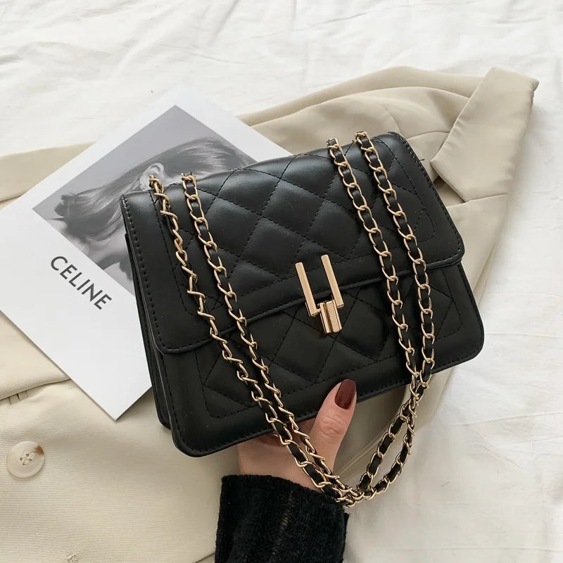 Rhombic Jacquard PU Leather Tote Bag Street Female Handbag