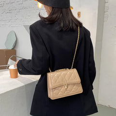Rhombic Jacquard PU Leather Tote Bag Street Female Handbag