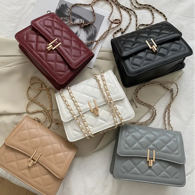 Rhombic Jacquard PU Leather Tote Bag Street Female Handbag